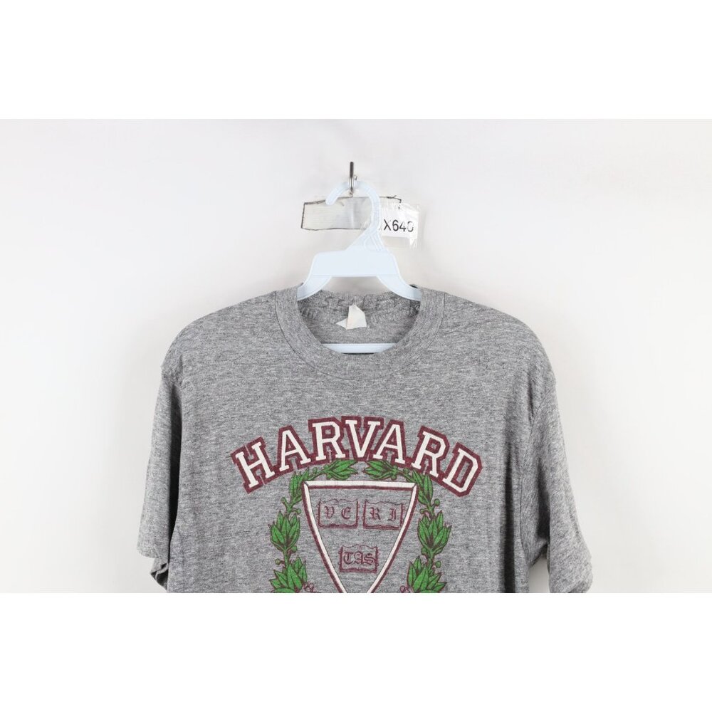 Vtg 70s 80s Mens Small Triblend Harvard University Jersey Knit T-Shirt Gray USA - Picture 2 of 12